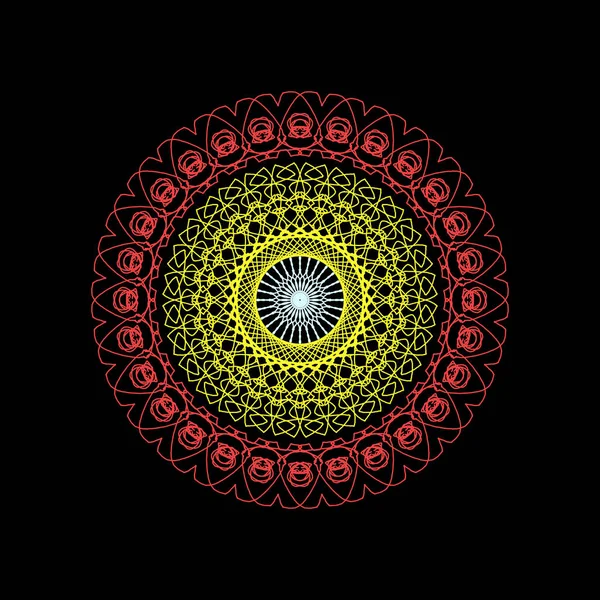 図では 単純な放射状のマンダラ スタイルのレンダリング 抽象的な円形のレース — ストック写真