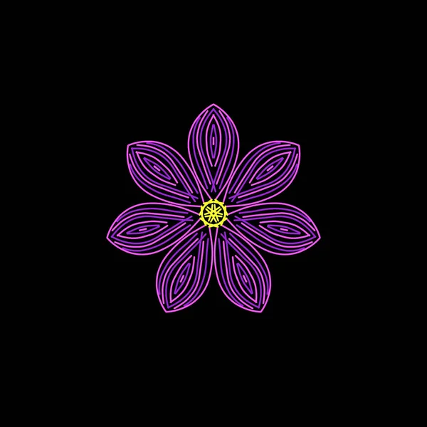 Composition Simple Fleurs Abstraites Avec Forme Mandala Fond Noir — Photo