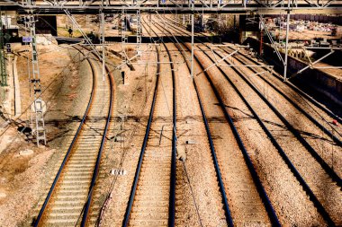 Valencia, İspanya - 12 Ocak 2019: Boş Valencia Kuzey İstasyonu raylar.