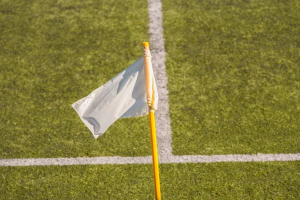 Bandeiras Campo Futebol Parar Conceito Aviso — Fotografia de Stock