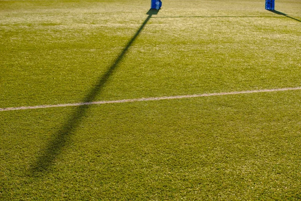 Antecedentes Gol Rugby Lançando Sombras Campo — Fotografia de Stock