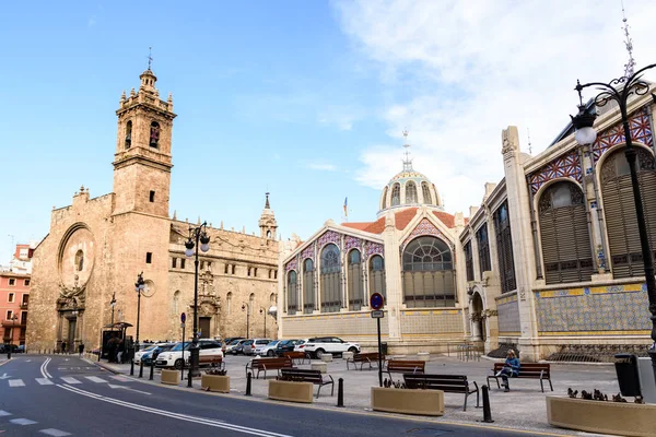 Exterior Lugares Turísticos Valência Praça Ciudad Brujas Com Mercado Central — Fotografia de Stock