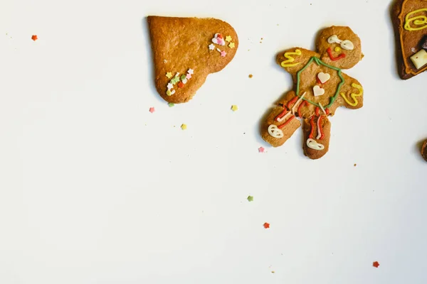 Domácí Perník Cookies Barevnými Dekoracemi Čokolády — Stock fotografie