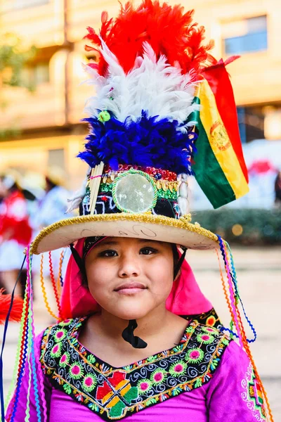 Valence Espagne Février 2019 Portrait Femmes Portant Tenue Traditionnelle Bolivienne — Photo