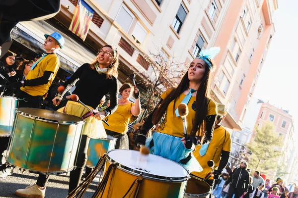 Валенсия Испания Февраля 2019 Года Группа Барабанщиков Испанской Батукады Играющих — стоковое фото
