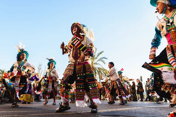 Валенсія Іспанія Лютого 2019 Фольклорні Танцювальна Група Болівія Танці Культурних — стокове фото