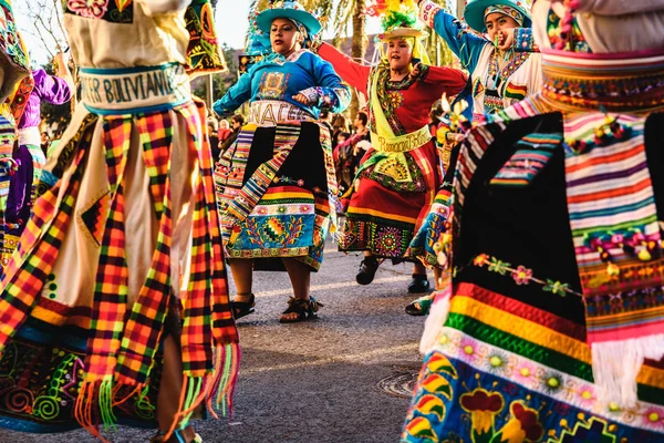 Валенсія Іспанія Лютого 2019 Докладно Екіпіровка Барвисті Традиційні Болівійський Партії — стокове фото