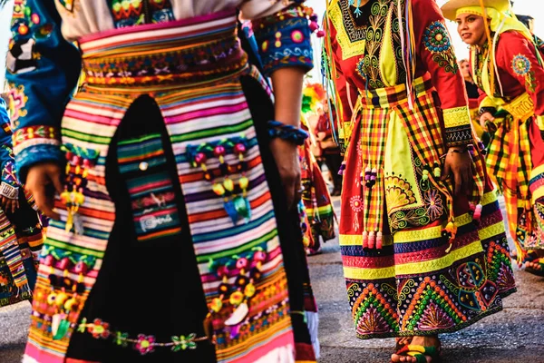 Valencia España Febrero 2019 Detalle Del Colorido Atuendo Fiesta Tradicional — Foto de Stock