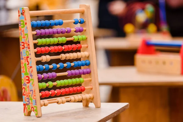 Montessori Leksak Abacus Skola För Att Lära Sig Att Räkna — Stockfoto