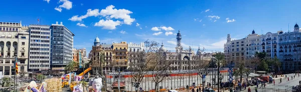 Valencie, Španělsko - 7 března 2019: Panoramatický pohled z radnice — Stock fotografie