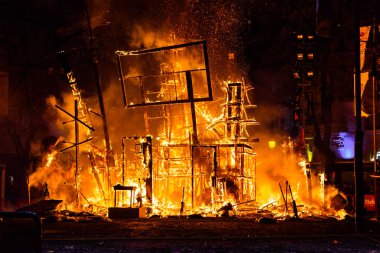 Valencia, İspanya - 19 Mart 2019: Valensiya festiviti sonu