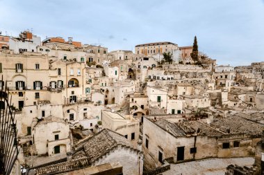 Panoramik şehir Matera İtalya, eski merak v