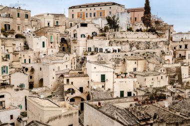 Panoramik şehir Matera İtalya, eski merak v