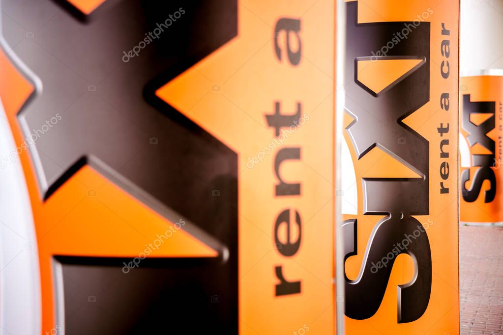 BARI, ITALY - MARCH 8, 2019: Sixt car rental office at an airport.
