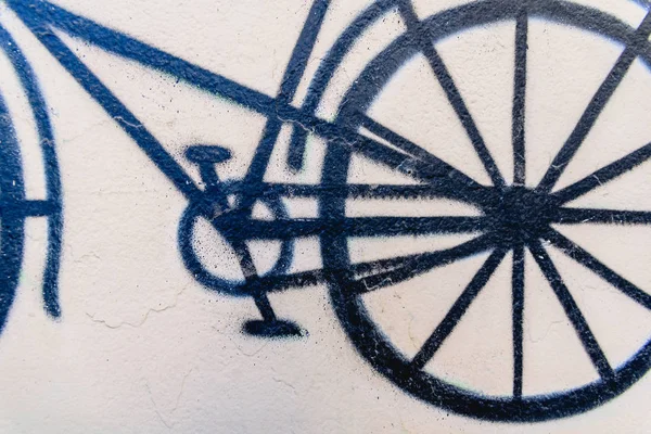 Detalle de un dibujo de una bicicleta en una pared . — Foto de Stock