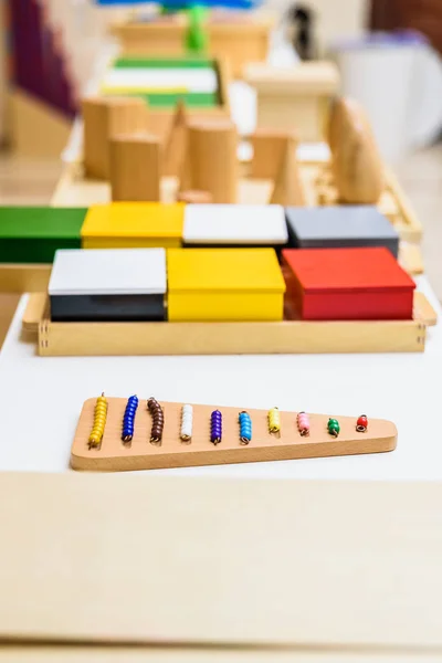 Different types of montessori educational material for use in sc — Stock Photo, Image