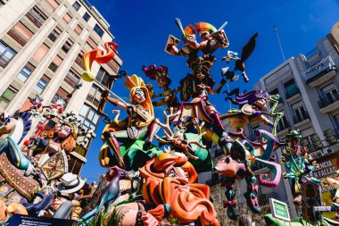 Valencia, Ispanya-Mart 16, 2019: Ninots detay, cardboar