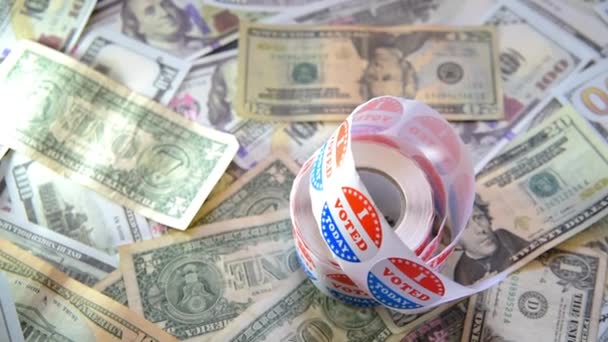 Amerikan Seçimlerinin Bir Günü Dolar Banknotlarında Ları Etiketi Üzerine Önerge — Stok video
