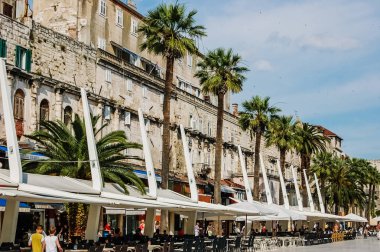 Split, Hırvatistan - 1 Haziran 2019: Split'in eski kenti, ortaçağ kenti 