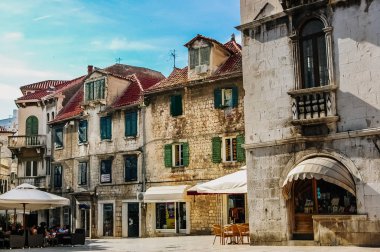 Split, Hırvatistan - 1 Haziran 2019: Split'in eski kenti, ortaçağ kenti 