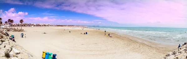 Walencja Hiszpania Kwietnia 2019 Panoramiczny Widok Plażę Malvarrosa Walencji — Zdjęcie stockowe