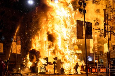 Valencia, İspanya - 19 Mart 2019: Valensiya festiviti sonu