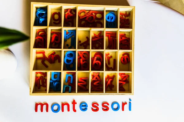 Montessori method is an educational model, word written with woo Royalty Free Stock Images