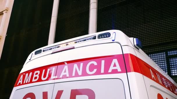 Valencia Spanje Juli 2019 Noodverlichting Een Ambulance — Stockvideo