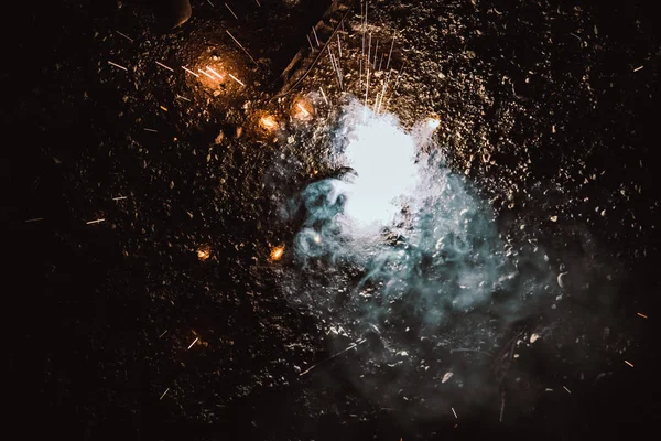 Luminous firecrackers spinning sparks of fire. — Stock Photo, Image