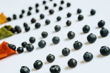 Olgun yaban mersini boş bir dondurma konisi dizilmiş, sağlıklı de