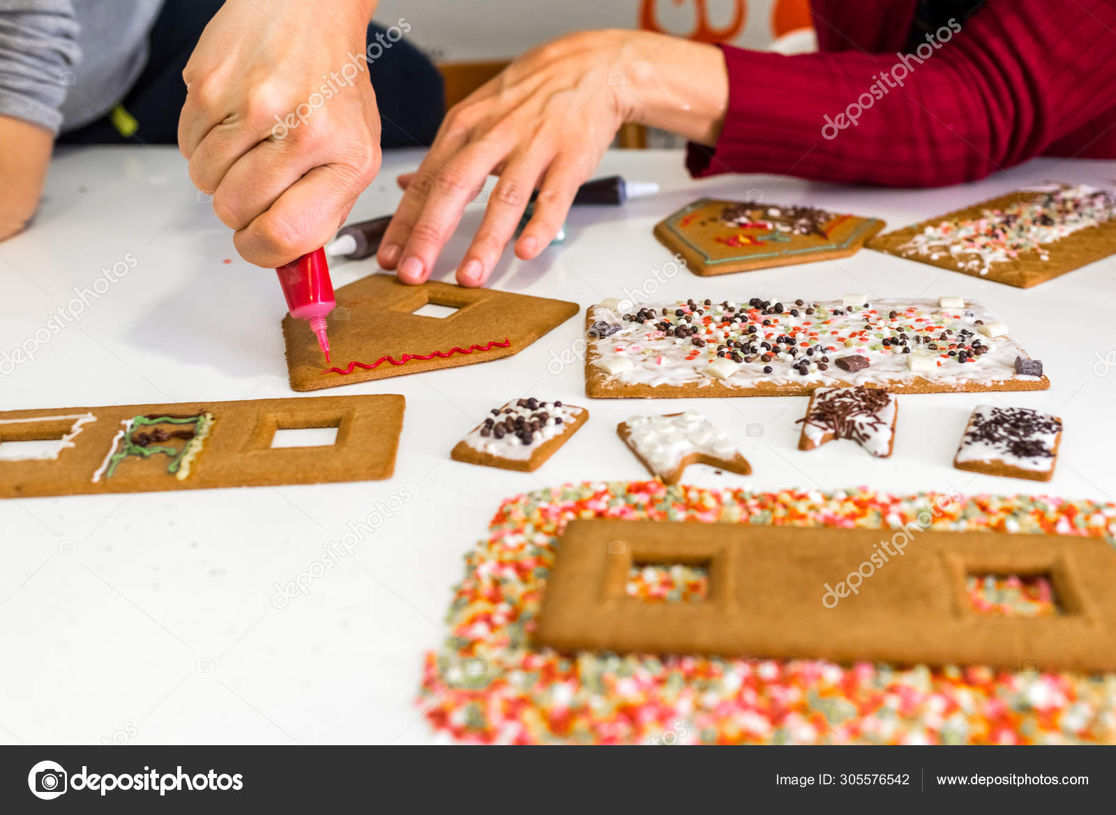 Decoration Maison En Pain D Epice Avec Sucre Glace Photographie