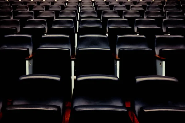 Rijen lege zitplaatsen en zitplaatsen in een auditorium. — Stockfoto