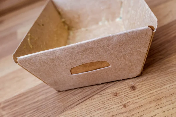 Pequeña Caja Cartón Con Etiqueta Para Colocar Texto Vaciar Copiar — Foto de Stock