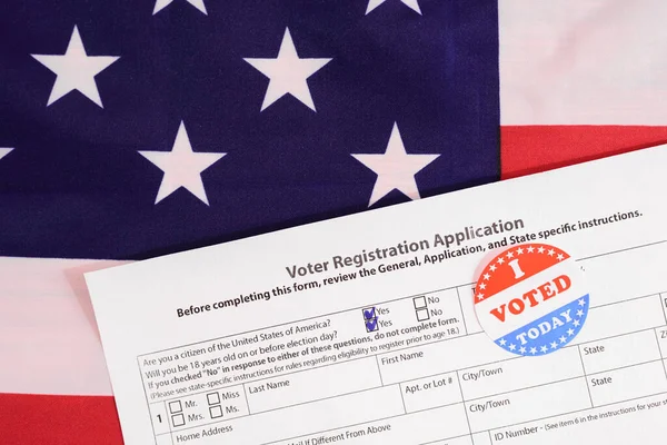 American Citizens Fill Out Form Apply Voting Patriotic Background American — Stock Photo, Image