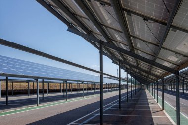 Bir otopark, güneş panelleri kurulumuna dönüştürülerek elektriğe dönüştürüldü..