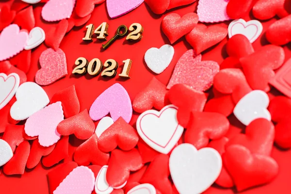 Fundo Corações Vermelhos Cadeado Amor Comprometido Com Dia Dos Namorados — Fotografia de Stock