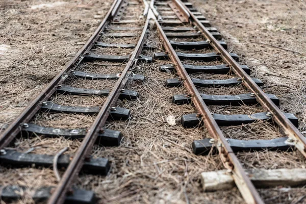 Ancienne Voie Ferrée Avec Des Rails Détachant Dans Deux Directions — Photo