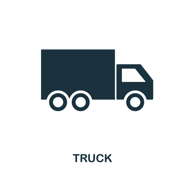 Ícone de caminhão no vetor. Design de ícone de estilo plano. Ilustração vetorial do ícone do caminhão. Pictograma isolado em branco . — Vetor de Stock