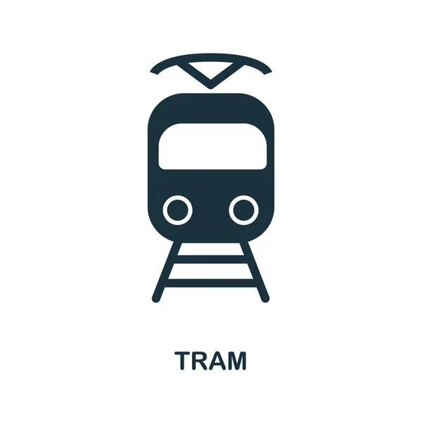 Значок трамвая в векторе. Дизайн значков в плоском стиле. Векторная иллюстрация иконы трамвая. Пиктограмма выделена на белом фоне . — стоковый вектор