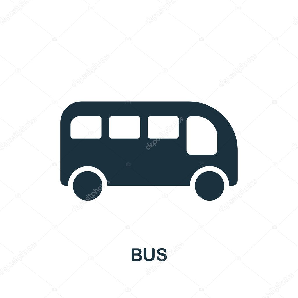 Bus icon in vector. Flat style icon design. Vector illustration of bus icon. Pictogram isolated on white background.