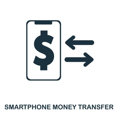 Smartphone havale simgesi. Düz stil simgesi tasarım. UI. Smartphone para transferi simgesi Illustration. Beyaz izole piktogram. Web tasarımında kullanıma hazır, apps, yazılım, yazdırma.