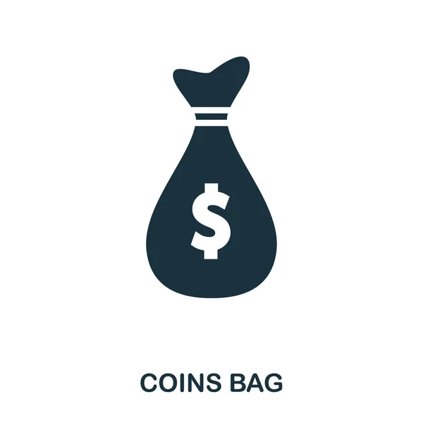 Mynt väska ikonen. Platt stil ikon design. UI. Illustration av mynt väska ikonen. Piktogram isolerade på vitt. Redo att använda i webbdesign, appar, programvara, skriva ut. — Stockfoto
