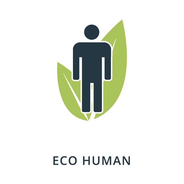 Eco Insan Simgesi Düz Stil Simgesi Tasarım Eko Insan Simgesi — Stok Vektör