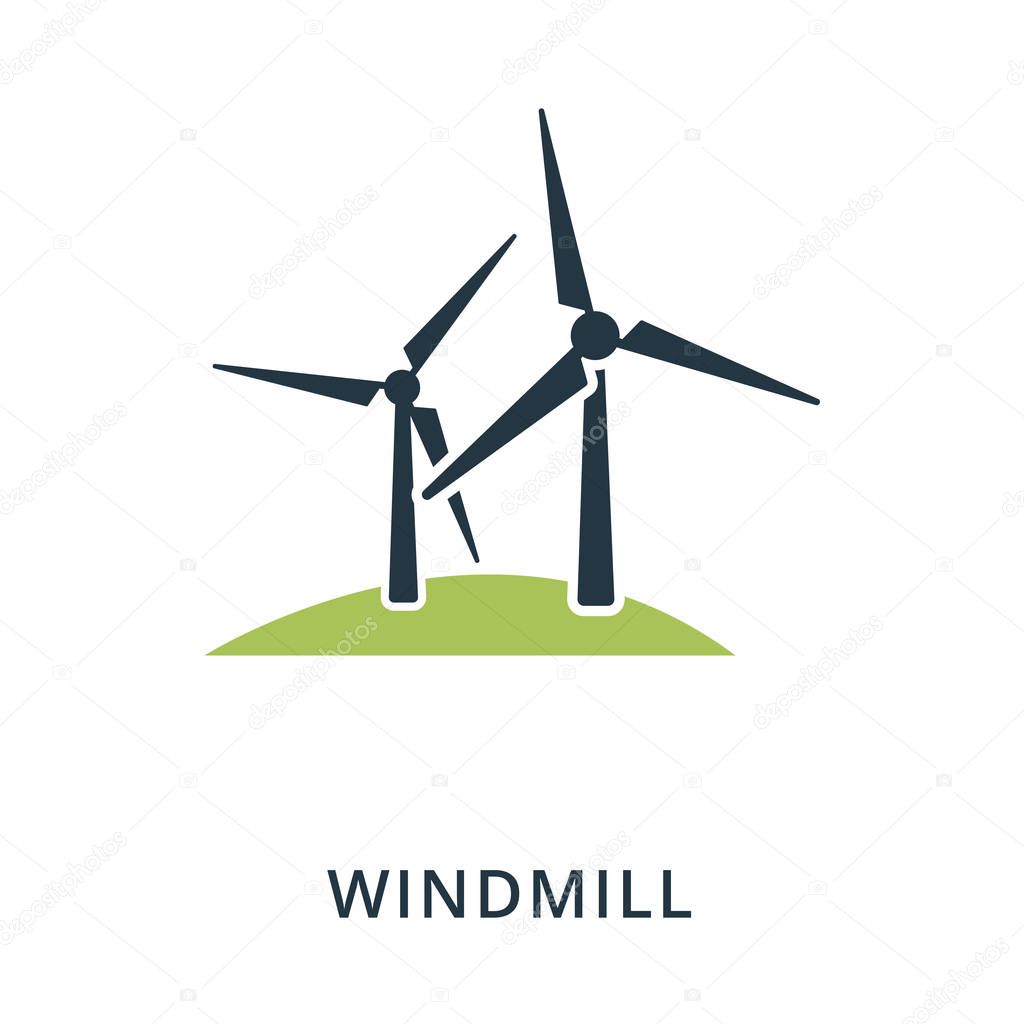 Windmill icon. Flat style icon design. UI. Illustration of windmill icon. Pictogram isolated on white. Ready to use in web design, apps, software, print