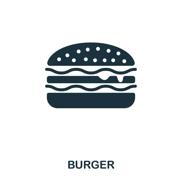 Burger Ikone. Mobile Apps, Drucken und mehr Nutzung. einfaches Element singen. Monochrome Burger-Ikone. — Stockvektor