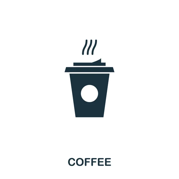 Káva ikona. Mobilní aplikace, tisk a další využití. Jednoduchý prvek zpívat. Monochromatický kávy ikonu obrázek. — Stockový vektor