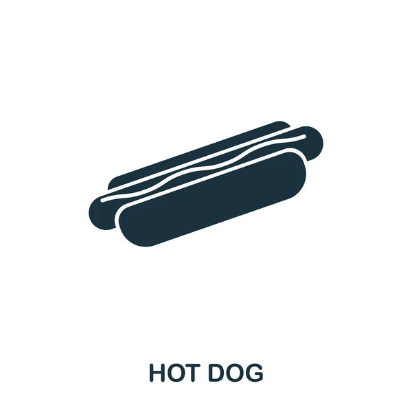 Hot Dog ikona. Mobilní aplikace, tisk a další využití. Jednoduchý prvek zpívat. Černobílé ilustrace ikona Hot Dog. — Stockový vektor