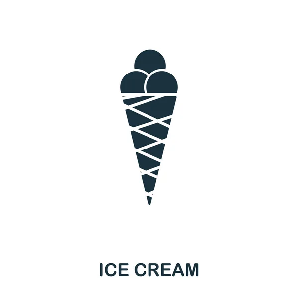 Икона мороженого. Мобильные приложения, печать и многое другое. Простой элемент поет. Иконка монохромного мороженого . — стоковый вектор