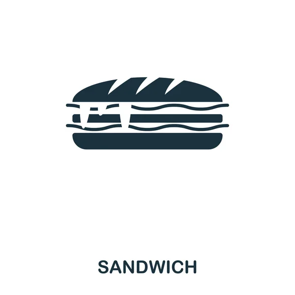 Sandwich-ikonen. Mobilappar, utskrift och mer användning. Enkelt element sjunga. Monokrom smörgås ikon illustration. — Stock vektor