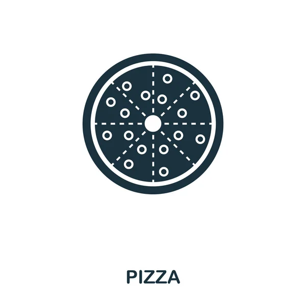Ícone de pizza. Aplicativos móveis, impressão e mais uso. Simples elemento cantar. Ilustração do ícone da pizza monocromática . —  Vetores de Stock